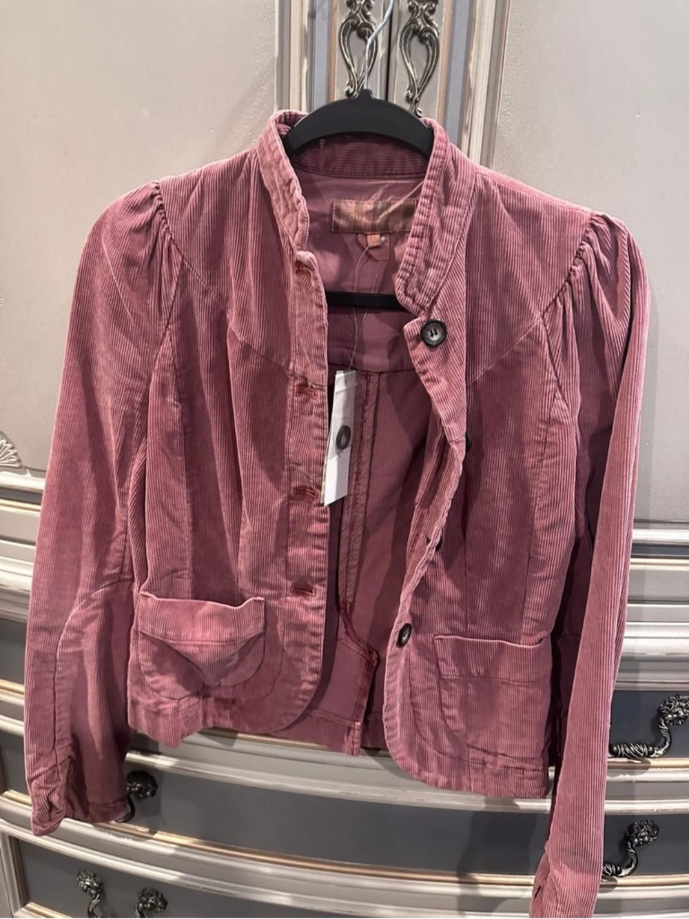 NWT FCUK Blush pink Corduroy Button Jacket, size 0 (XS/S)